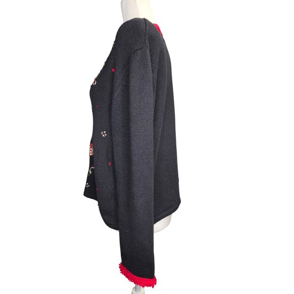 Tiara petites Christmas Cardigan Embroidered Reindeer Snowflakes PXL - Picture 2 of 5